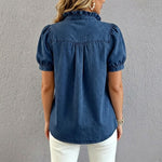 Casual Ruffled Denim Shirt