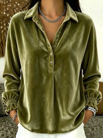 Cozy, Relaxed-fit Velvet Henley Top