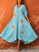 Bohemian Diamond Print V-neck Chiffon Dress