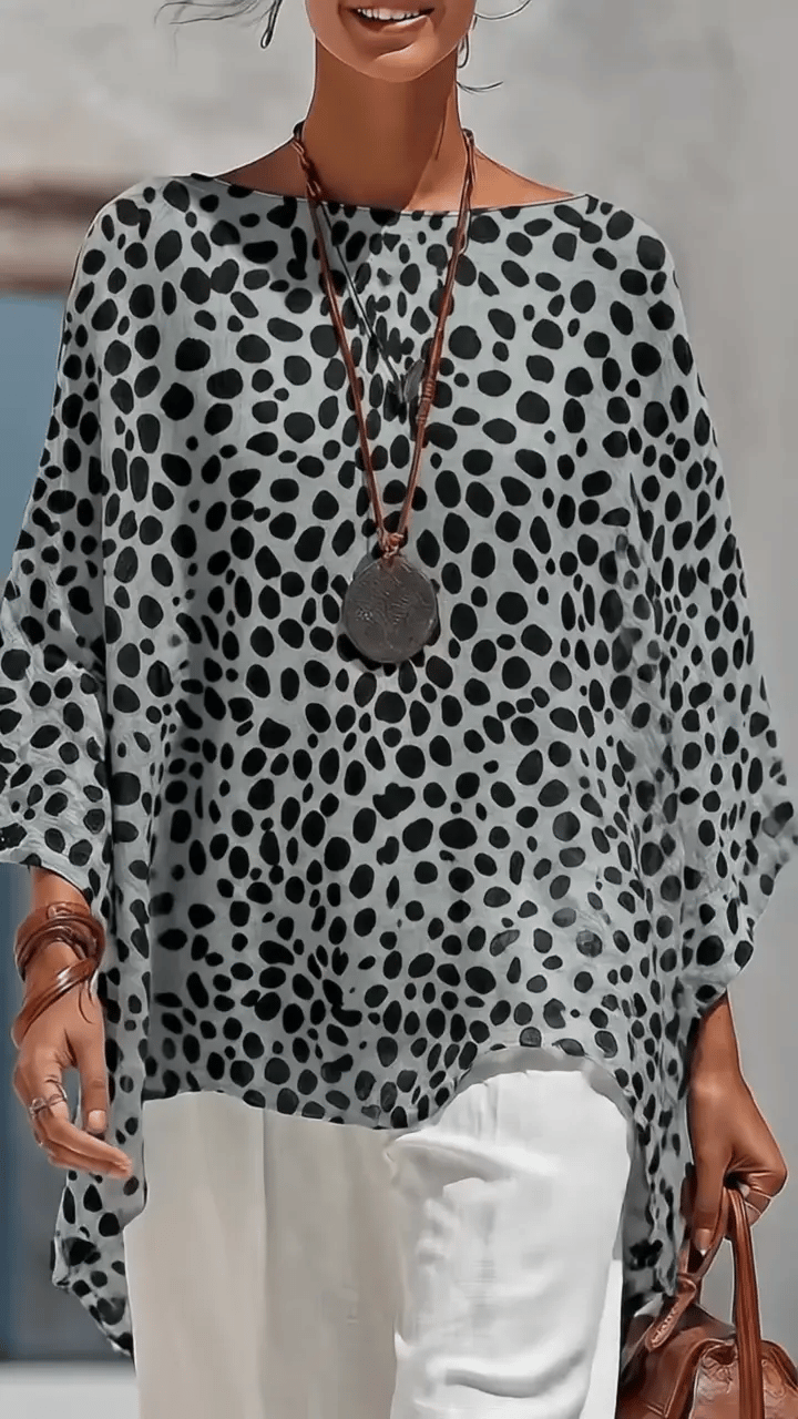 Casual Polka-dot Print Cotton-linen Shirt