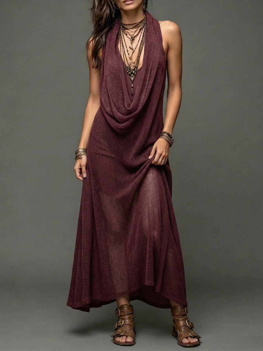 Sexy Casual Cowl-neck Knit Two-piece Dress Set
