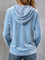 Women's Solid Color Long-sleeved Casual Loose Velvet Hooded Cardigan