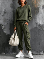 Cozy And Casual Cotton Sweatshirt And Pants Two-piece Set