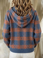 Women's Plaid Hooded Sweater Cardigan