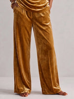 Women's Solid Color High-waisted Casual Loose Velvet Wide-leg Pants
