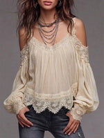 Stylish Lace And Chiffon Patchwork Top