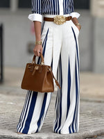Elegant Artistic Striped Wide-leg Pants