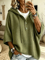 Cozy Oversized Knit Henley Hoodie