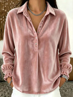 Cozy, Relaxed-fit Velvet Henley Top