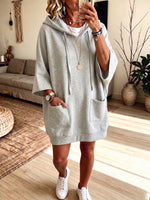 Cozy Oversized Front Pockets Hooded Sweatshirt Dress
