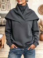 Women's Draped Sailor Collar Fleece Sweatshirt
