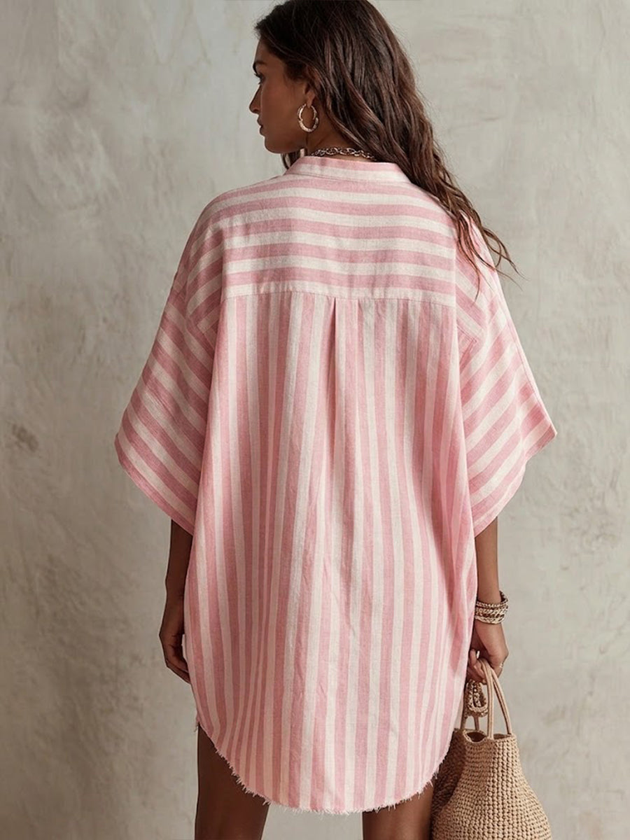 Relaxed-fit Striped Linen-cotton Shirt Dress