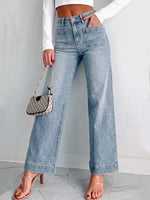Women's High-waisted Casual Loose-fitting Wide-leg Jeans