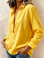 Relaxed Cozy Button-up Cotton Linen Shirt