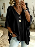 Effortless Oversize Cotton V-Neck T-shirt