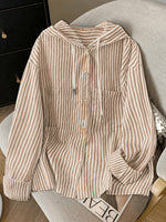 Casual Loose-fit Hooded Cotton Cardigan
