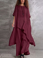 Casual Long Top And Pants Two-piece Set