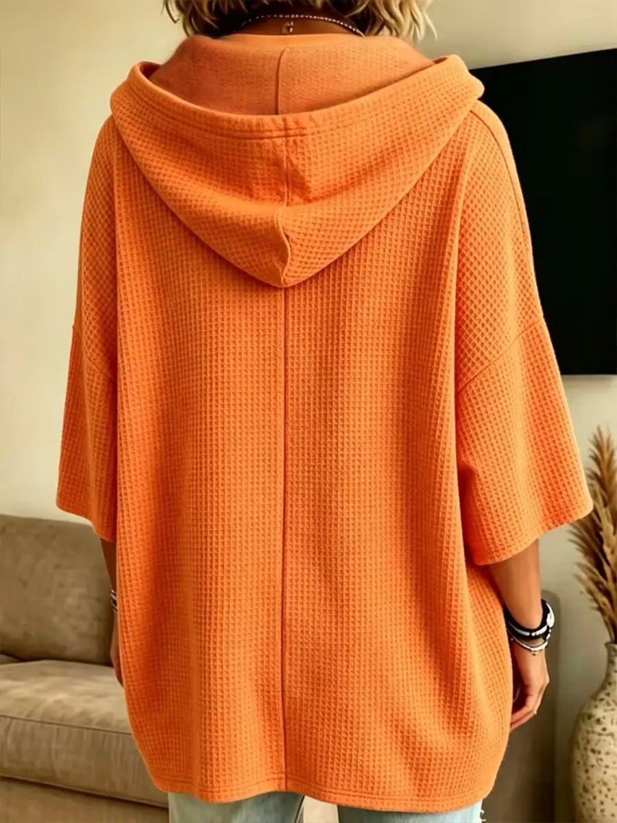 Casual Waffle Knit Oversized Hoodie