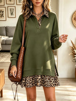Women's Leopard Contrast Trim Mini Dress