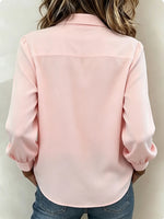 Elegant Blush Knotted Ruffle-Front Blouse