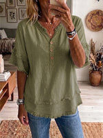 Casual Raw-edge Linen And Cotton Shirt