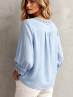 Retro Elegant Lace-trimmed Cotton And Linen Shirt