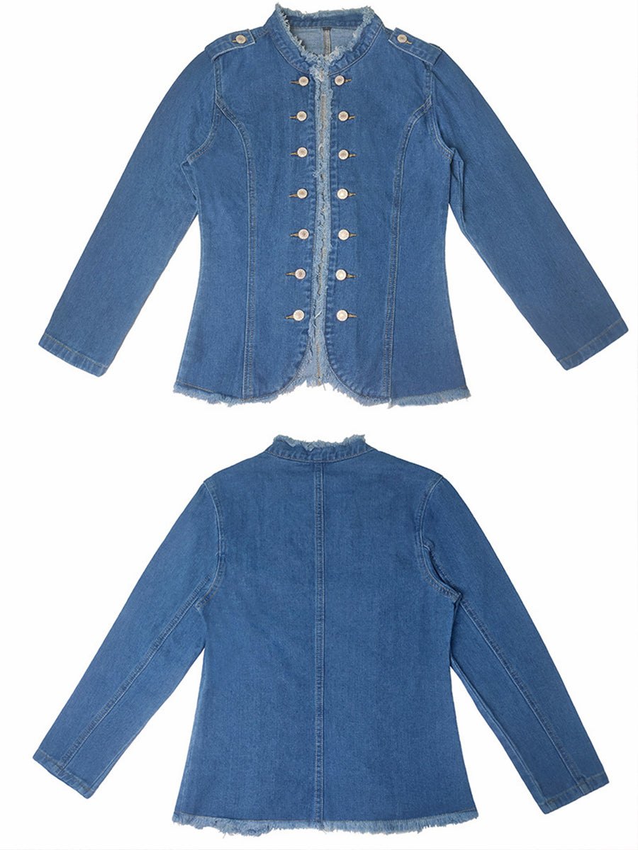 Casual-chic Raw-edge Denim Jacket
