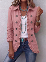 Western Boho Chic Ruffled Open-Front Cotton Jacket