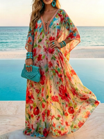 Boho Floral Beach Kaftan Dress