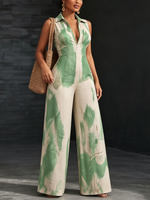 Elegant Resort-style Stand-up Collar Wide-leg Jumpsuit