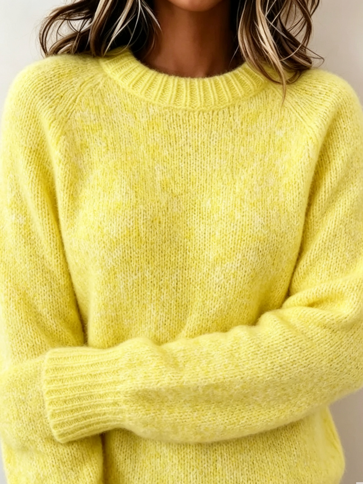Minimalist Cozy Crew Neck Solid Color Pullover Sweater