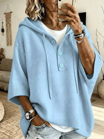 Cozy Oversized Knit Henley Hoodie