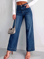 Women's High-waisted Casual Loose-fitting Wide-leg Jeans