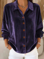 Chic Vintage Velvet Button-up Shirt