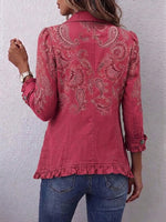 Boho-style Vintage Paisley Print Ruffled Jacket
