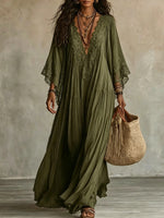 Cozy And Romantic Patchwork Lace And Chiffon Maxi Dress