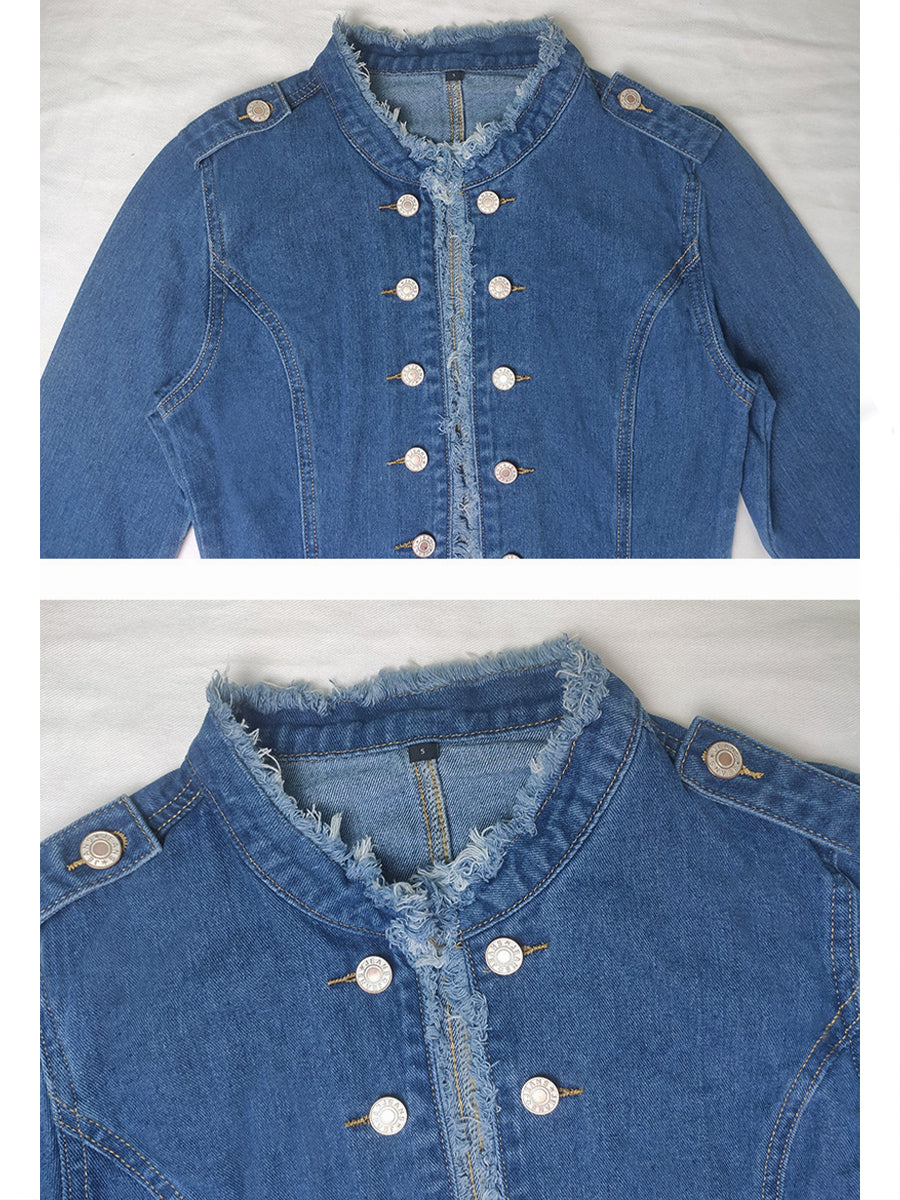 Casual-chic Raw-edge Denim Jacket