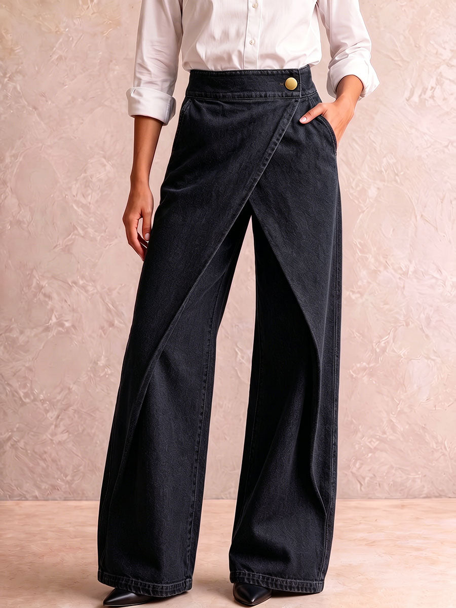 Women's High-waisted Casual Loose-fitting Wide-leg Jeans