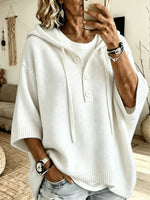 Cozy Oversized Knit Henley Hoodie