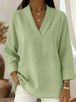 Vintage And Elegant Shawl Collar Linen Shirt