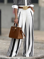 Elegant Artistic Striped Wide-leg Pants