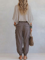 Casual & Cozy Two-piece Set: Waffle-knit Cotton Top And Cotton Cargo Pants
