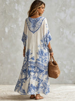 Bohemian Resort Style V-neck Cotton Dress