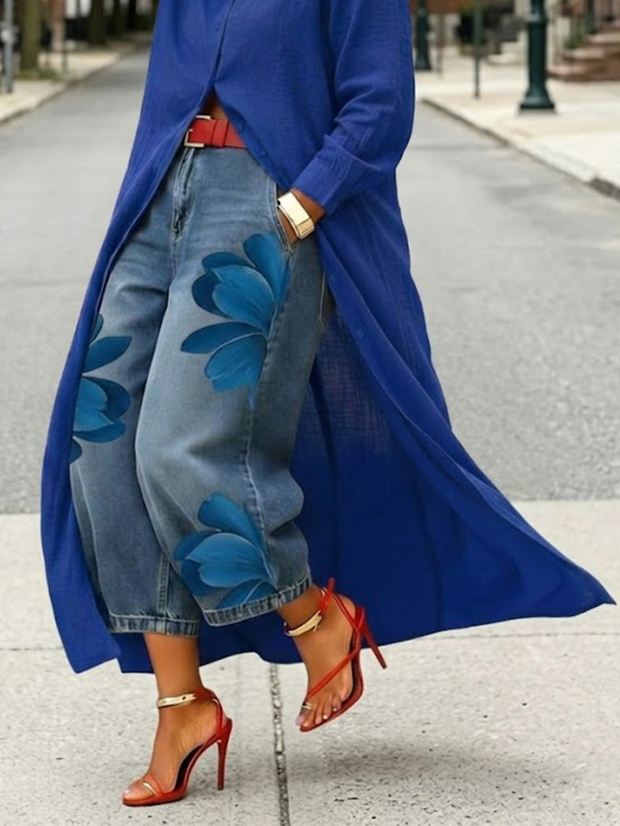 Casual Artistic-print Jeans