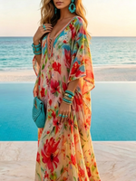 Boho Floral Beach Kaftan Dress
