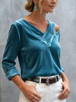 Elegant Off-shoulder Velvet Shirt