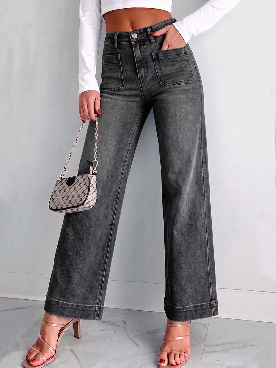 Women's High-waisted Casual Loose-fitting Wide-leg Jeans