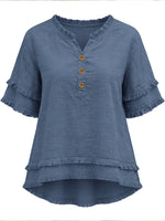 Casual Raw-edge Linen And Cotton Shirt