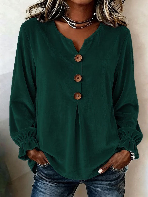 Elegant Soft Velvet Button-down Shirt