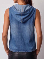 Women's Sleeveless Casual Loose Hooded Denim Top
